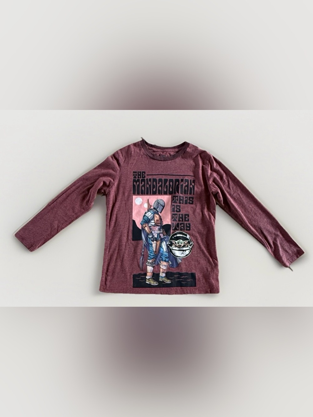 Old Navy Star Wars Mandalorian Grogu Long Sleeve Shirt Boys L 10-12